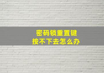 密码锁重置键按不下去怎么办