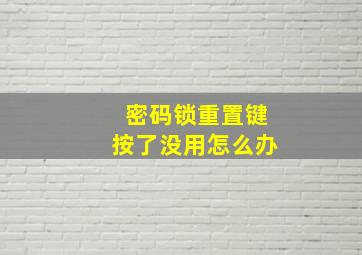 密码锁重置键按了没用怎么办