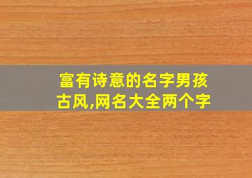 富有诗意的名字男孩古风,网名大全两个字