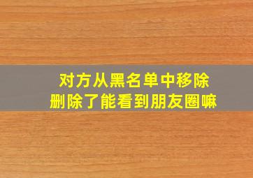 对方从黑名单中移除删除了能看到朋友圈嘛