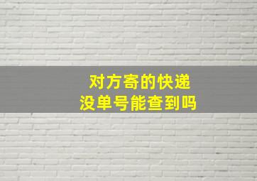 对方寄的快递没单号能查到吗