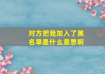 对方把我加入了黑名单是什么意思啊