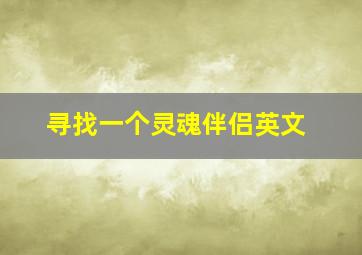 寻找一个灵魂伴侣英文