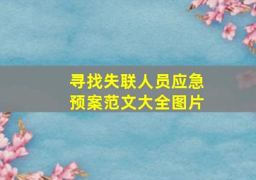 寻找失联人员应急预案范文大全图片