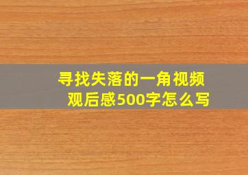 寻找失落的一角视频观后感500字怎么写