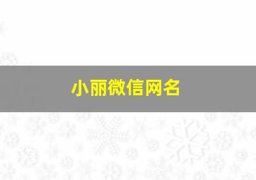 小丽微信网名