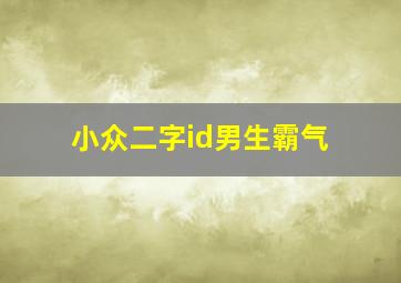 小众二字id男生霸气