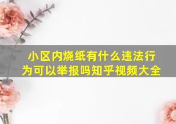 小区内烧纸有什么违法行为可以举报吗知乎视频大全