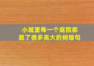 小城里每一个庭院都栽了很多高大的树缩句