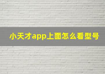 小天才app上面怎么看型号