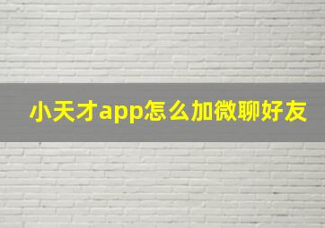 小天才app怎么加微聊好友