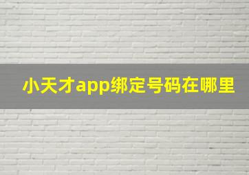 小天才app绑定号码在哪里