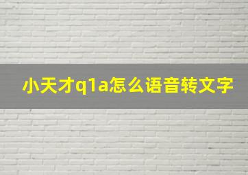 小天才q1a怎么语音转文字