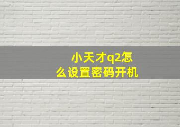 小天才q2怎么设置密码开机