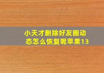 小天才删除好友圈动态怎么恢复呢苹果13