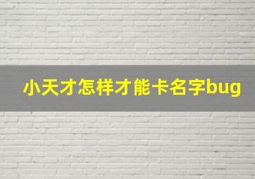 小天才怎样才能卡名字bug