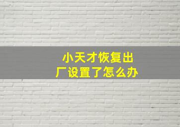 小天才恢复出厂设置了怎么办