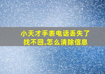 小天才手表电话丢失了找不回,怎么清除信息