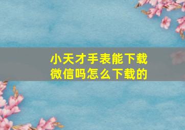 小天才手表能下载微信吗怎么下载的