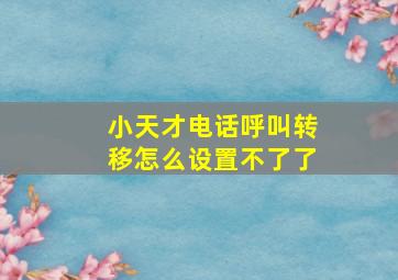 小天才电话呼叫转移怎么设置不了了