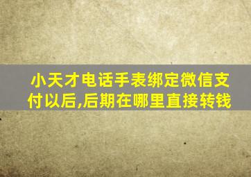 小天才电话手表绑定微信支付以后,后期在哪里直接转钱