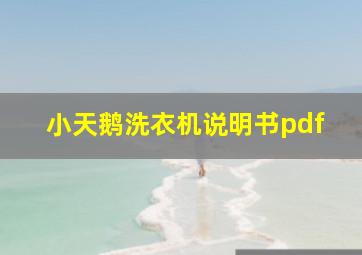 小天鹅洗衣机说明书pdf