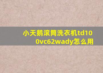 小天鹅滚筒洗衣机td100vc62wady怎么用