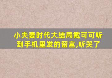 小夫妻时代大结局戴可可听到手机里发的留言,听哭了