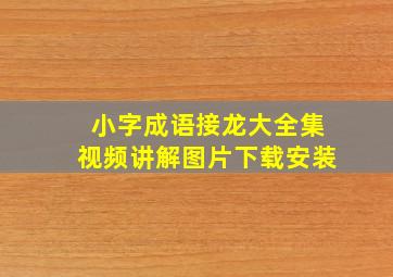 小字成语接龙大全集视频讲解图片下载安装