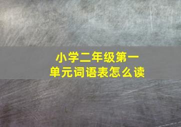 小学二年级第一单元词语表怎么读