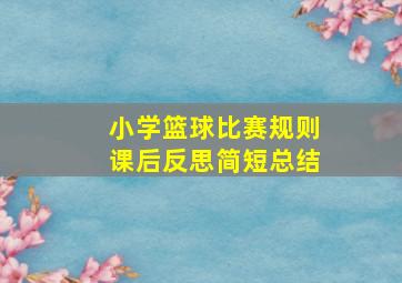 小学篮球比赛规则课后反思简短总结