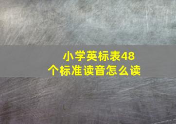 小学英标表48个标准读音怎么读