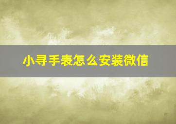 小寻手表怎么安装微信