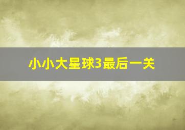 小小大星球3最后一关