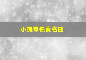 小提琴独奏名曲