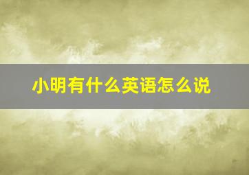 小明有什么英语怎么说