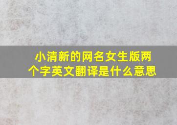 小清新的网名女生版两个字英文翻译是什么意思