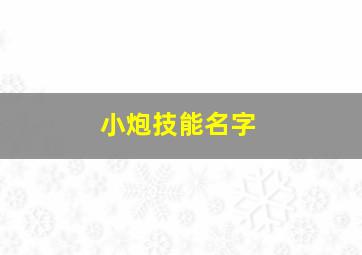 小炮技能名字