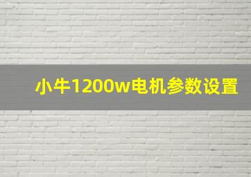 小牛1200w电机参数设置