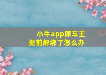 小牛app原车主提前解绑了怎么办