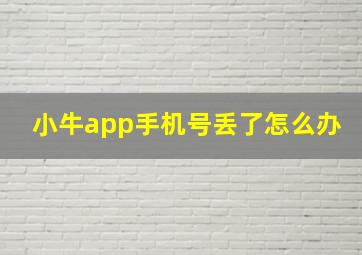 小牛app手机号丢了怎么办