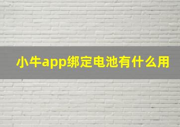 小牛app绑定电池有什么用