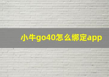 小牛go40怎么绑定app