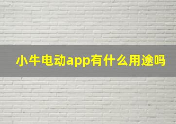 小牛电动app有什么用途吗