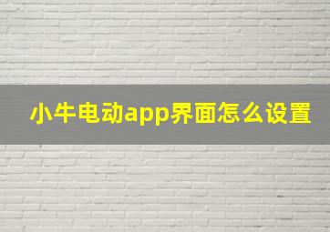 小牛电动app界面怎么设置