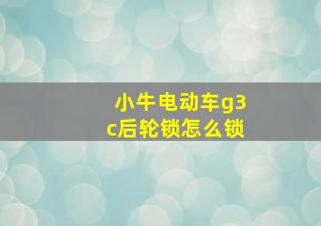 小牛电动车g3c后轮锁怎么锁