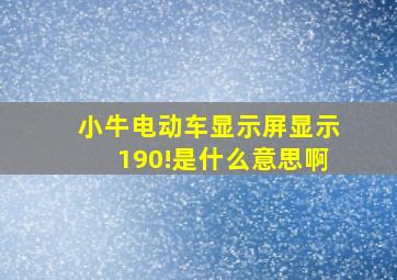 小牛电动车显示屏显示190!是什么意思啊