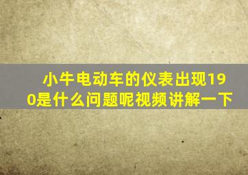 小牛电动车的仪表出现190是什么问题呢视频讲解一下