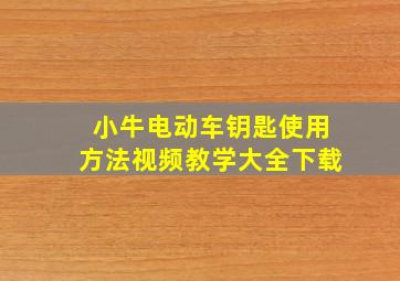 小牛电动车钥匙使用方法视频教学大全下载