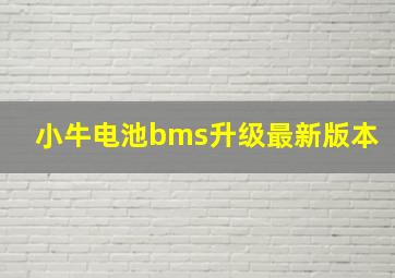 小牛电池bms升级最新版本